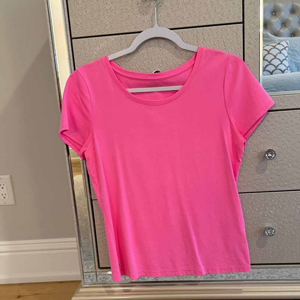 Lilly Pulitzer Vibrant Pink Short Sleeve HaleeTee. Prosecco Pink